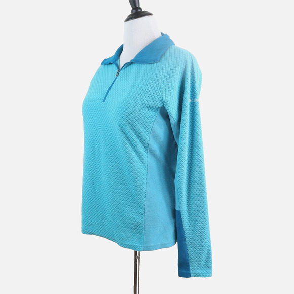 Columbia Womens L Glacial IV Half Zip Pullover Sweatshirt Teal Blue - Picture 1 of 12